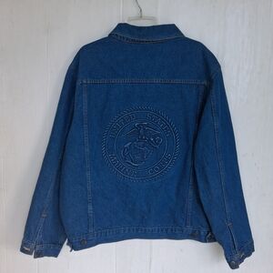 United States Marine Corps Embossed Jeans Jacket Mens 3XL Blue
